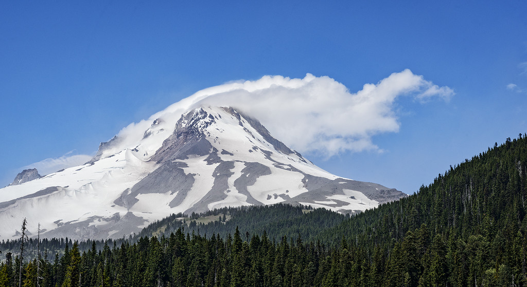 Cloudy Scarf Over Mt Hood  by jgpittenger