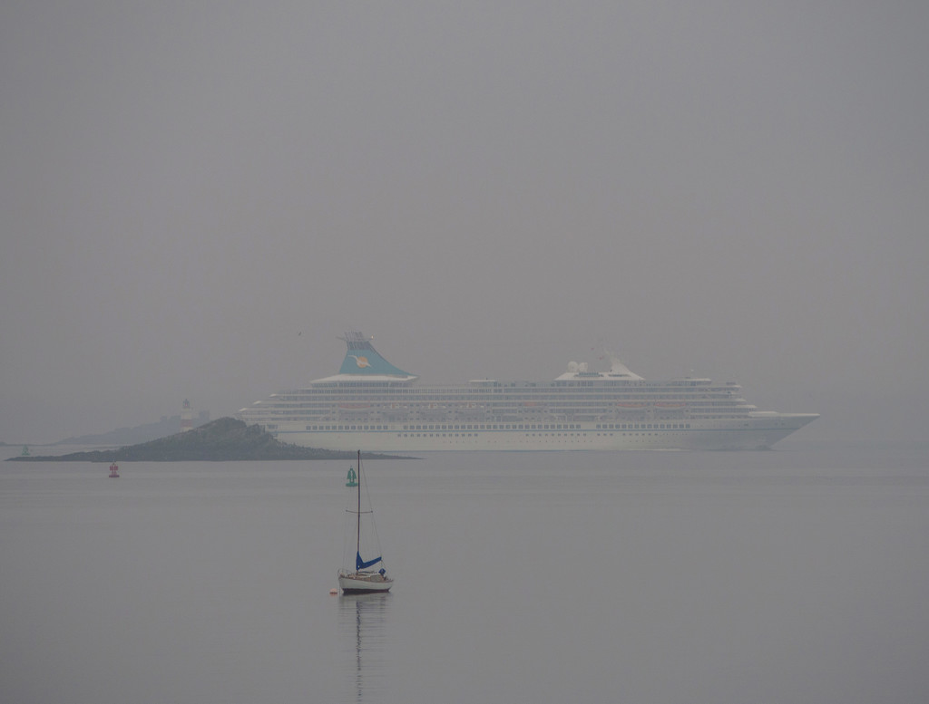 Cruise Liner through the mist by frequentframes