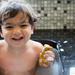 Happiness is a bubble bath in the kitchen sink! by tracys