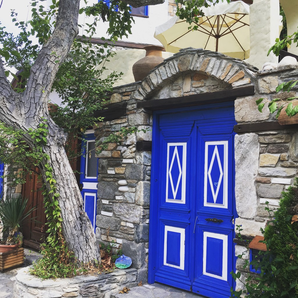 Blue Door in a Greek Village by cookingkaren