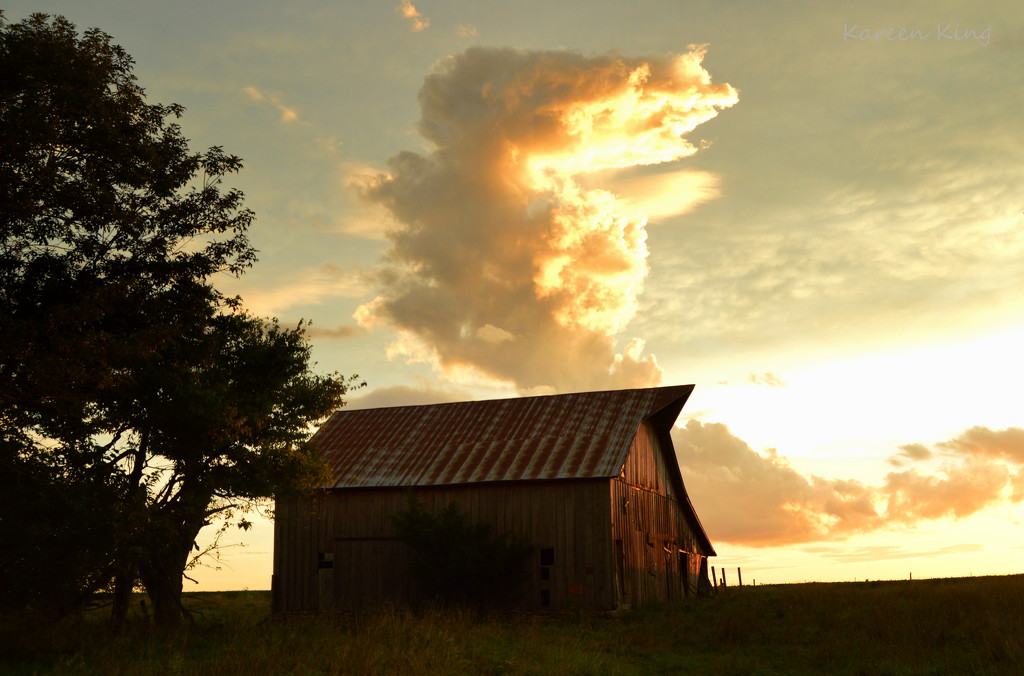 Red Barn and Cloudscape by kareenking
