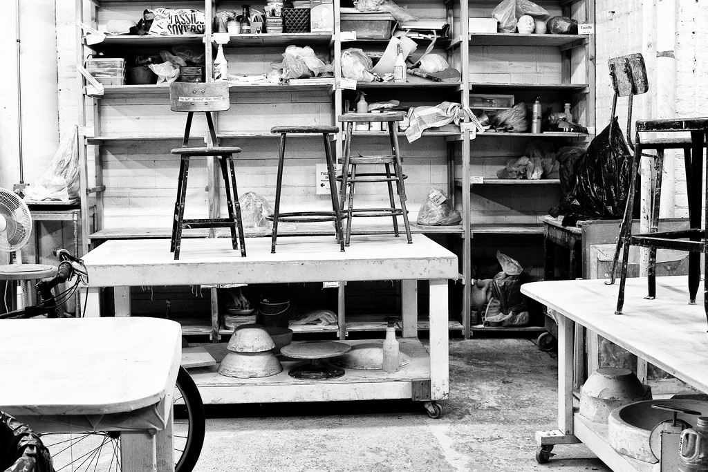 Stools on a Tabletop, Bicycles in the Studio? by jyokota