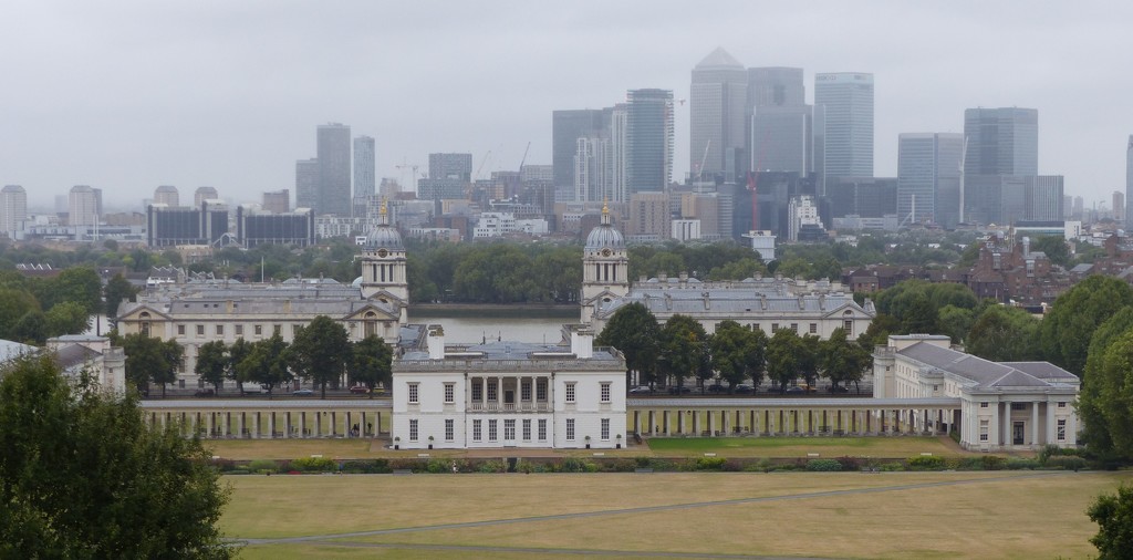  Canary Warf and the Maritime Museum from The Royal Observatory by susiemc