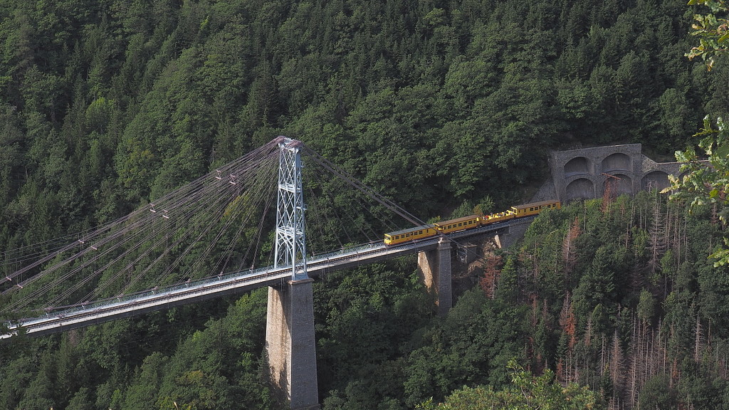 The Gisclard bridge and the little yellow train by laroque