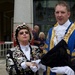 Doreen Golding Pearly Queen of  Bow bells and Old Kent Road and Westminster Lord Mayor, Steve Summers  at the Pearly King and Queens Harvest Festival at Guildhall Yard in London. by seattle