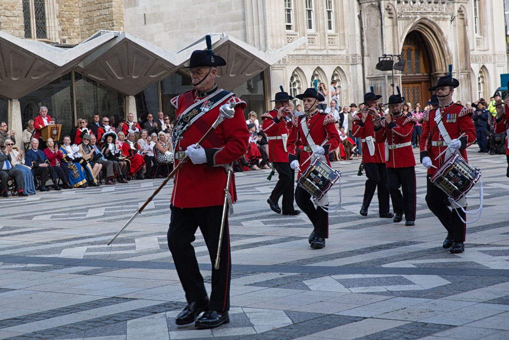1st Cinque Ports Rifle Volunteer Corps of Drums Performing at Guildhall Yard For The Pearly's Harvest Festival by seattle