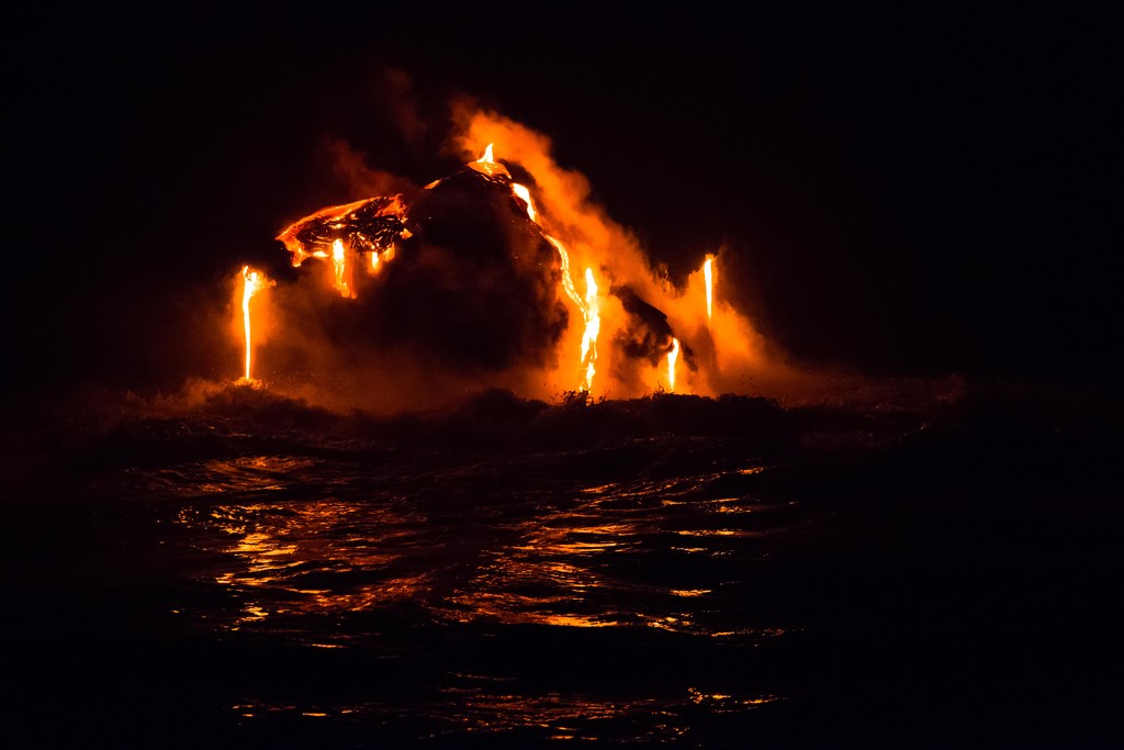 Lava Flowing into the Ocean by jyokota