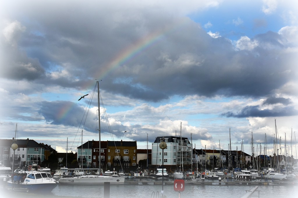 Rainbow over the harbour  by rosiekind