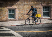 25th Sep 2016 - Composite of Cyclist in SF w brick background & texture