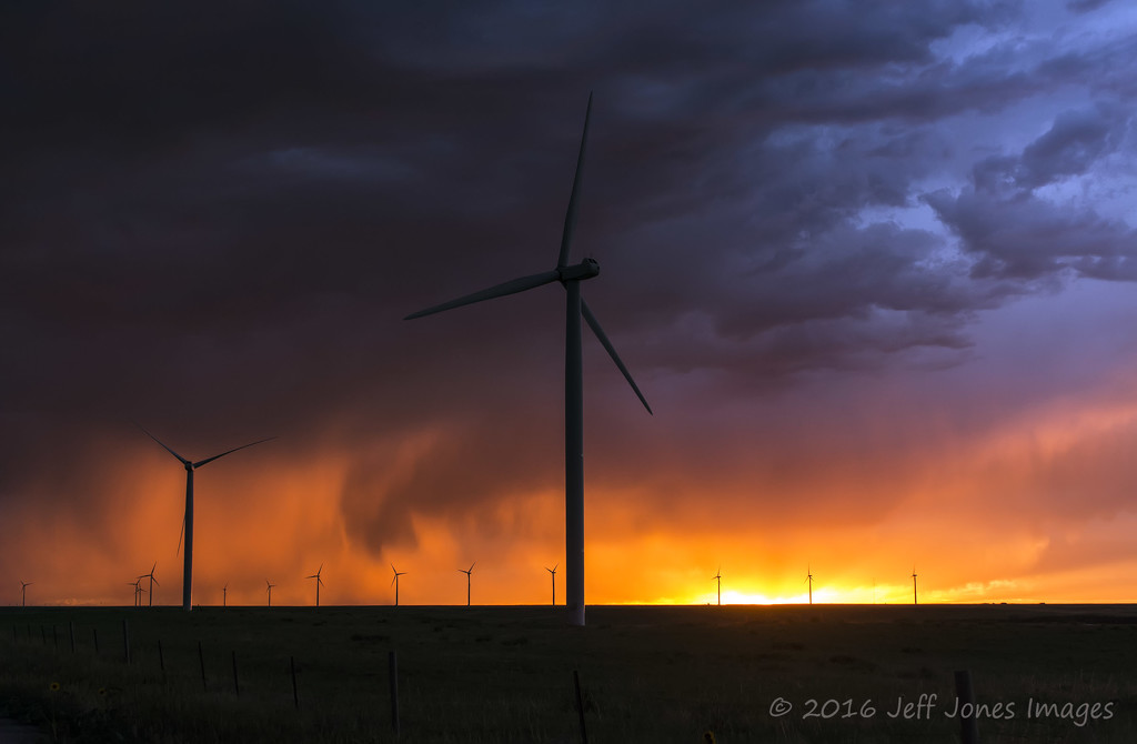 Windmill Sunset Storm by jeffjones