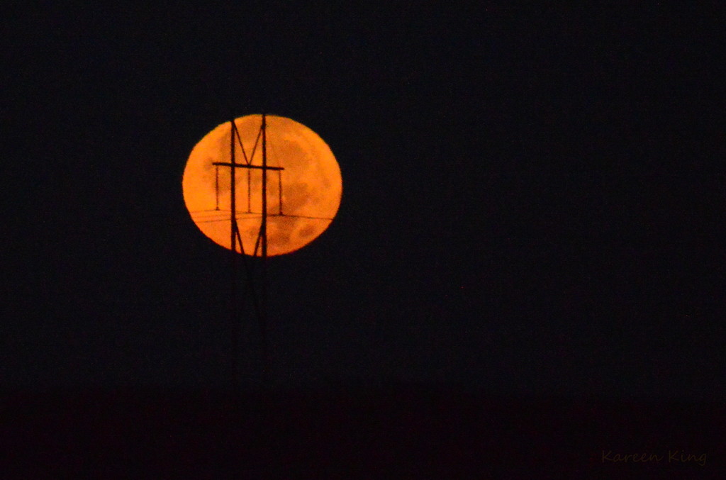 Powerline and Supermoon by kareenking
