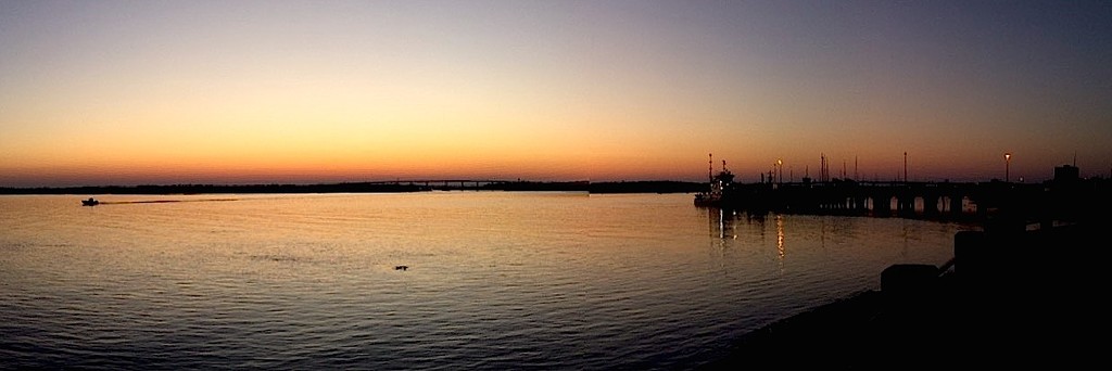 Sunset, Ashley River at Charleston Harbor, Charleston, SC by congaree