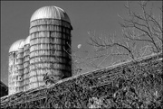 3rd Dec 2016 - Three Silos and the Moon in Black and White