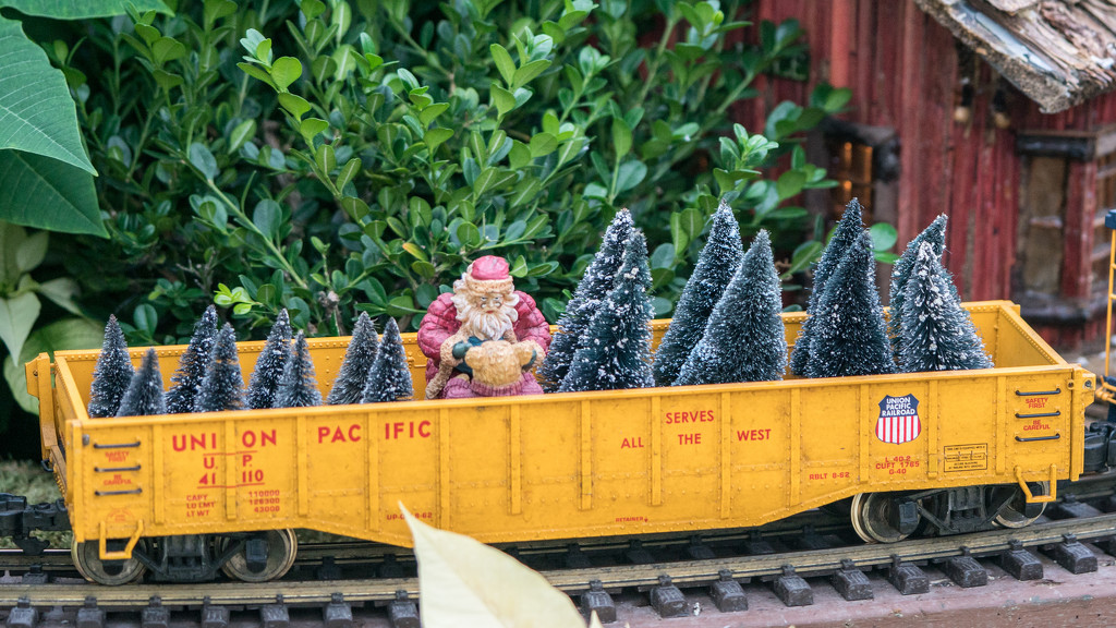 Santa in a model train by rminer
