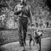 Arnold Cook with his dog Dreena-Bronze Statue by gosia