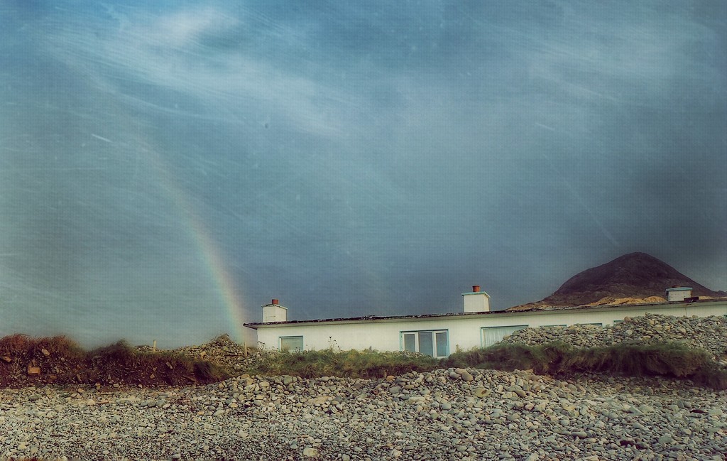 rainbow, house, pointy mountain by jack4john