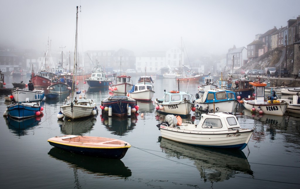 Mevagissey - Boats in the mist 1 by swillinbillyflynn