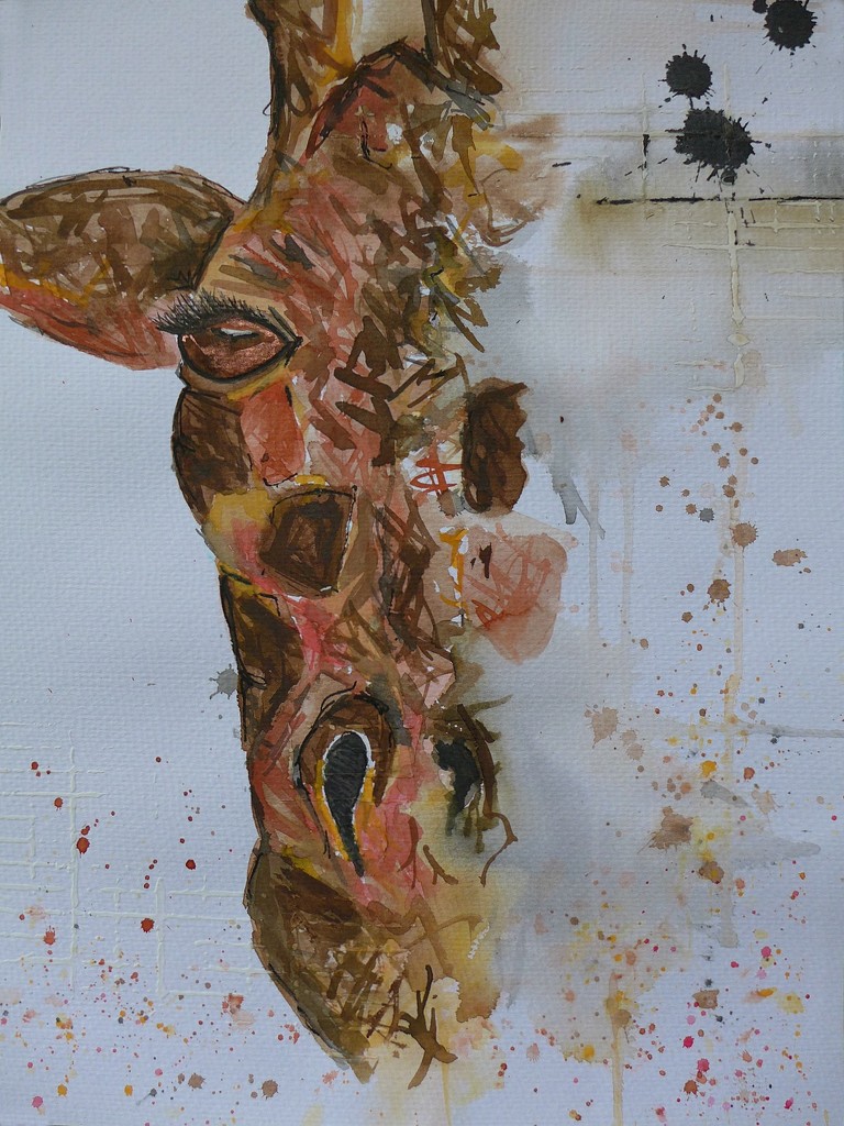 Giraffe in watercolour & ink by leggzy