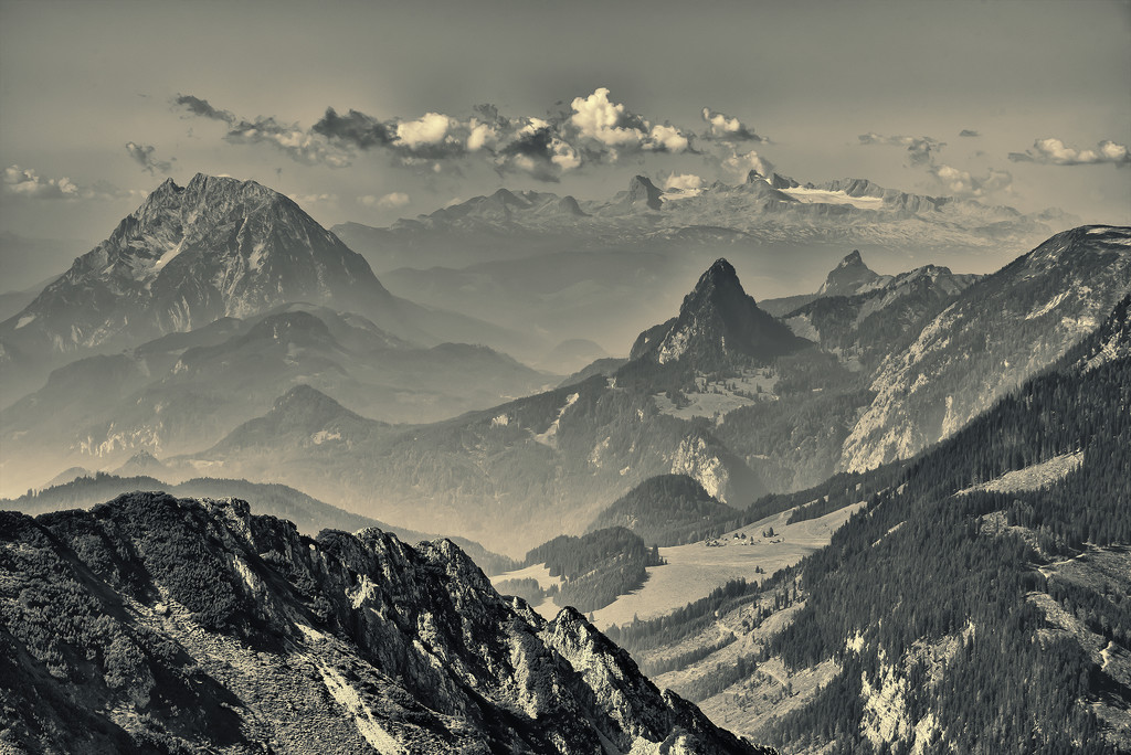 a view of the Alps mountains by jerome