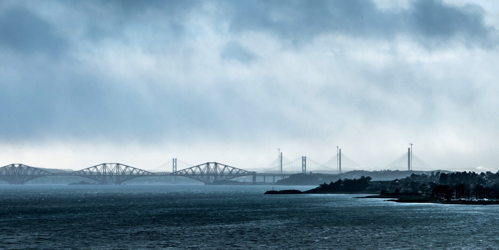 The three bridges across the Forth - in the rain by frequentframes