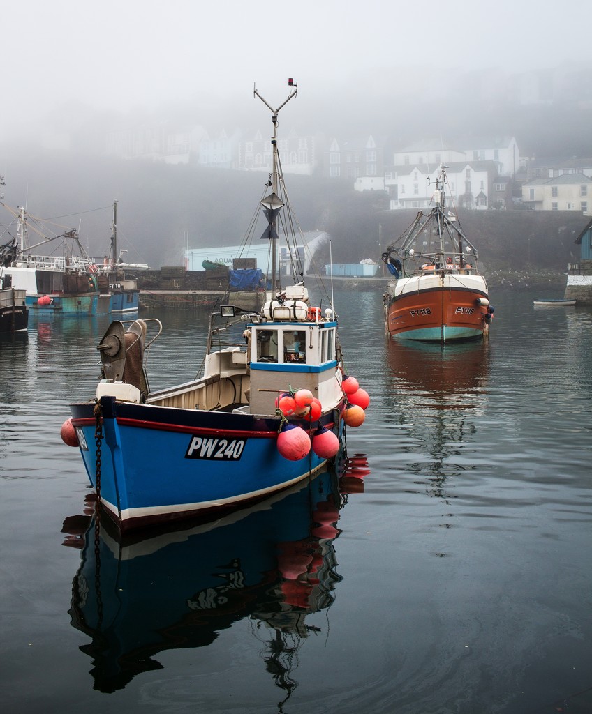 Boats in the mist - Mevagisey by swillinbillyflynn