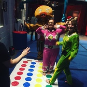 29th Dec 2016 - Ginger bread man, an elf , and a power ranger playing twister 