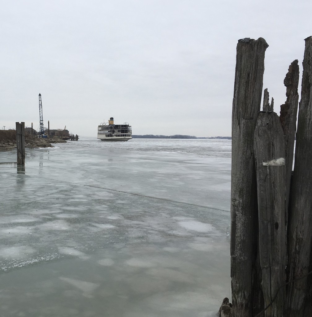 SS Ste. Claire sitting on the Detroit River at Riverside Park by corktownmum