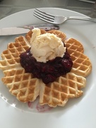 14th Jan 2012 - Becka's waffle piled high with cherries.....