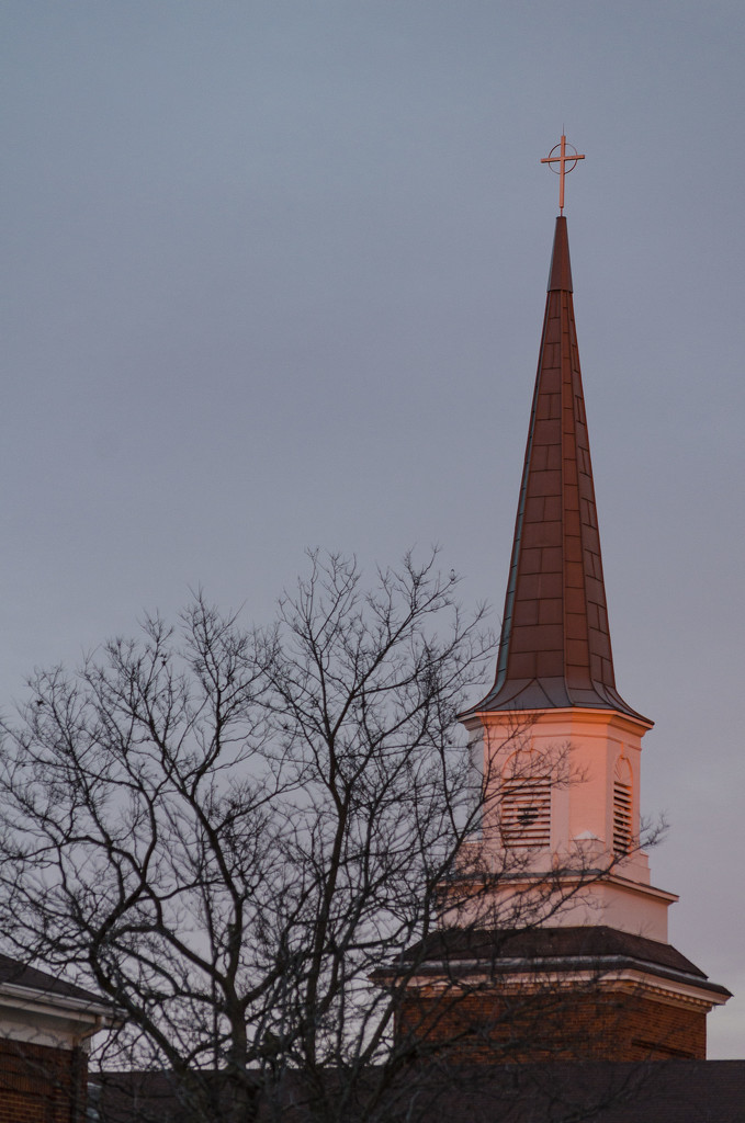 Steeple at sunset by ggshearron