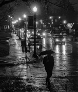 23rd Jan 2017 - Night walking in the rain - B&W