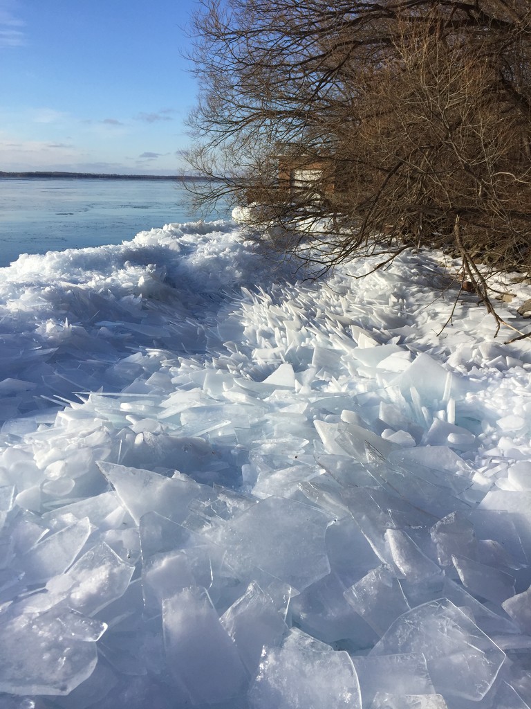 Amazing Ice that blew against the shore by frantackaberry