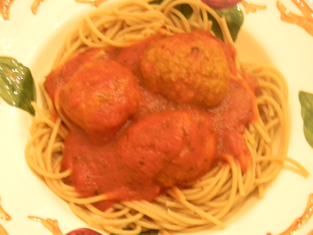Spaghetti and Meatballs Closeup by sfeldphotos