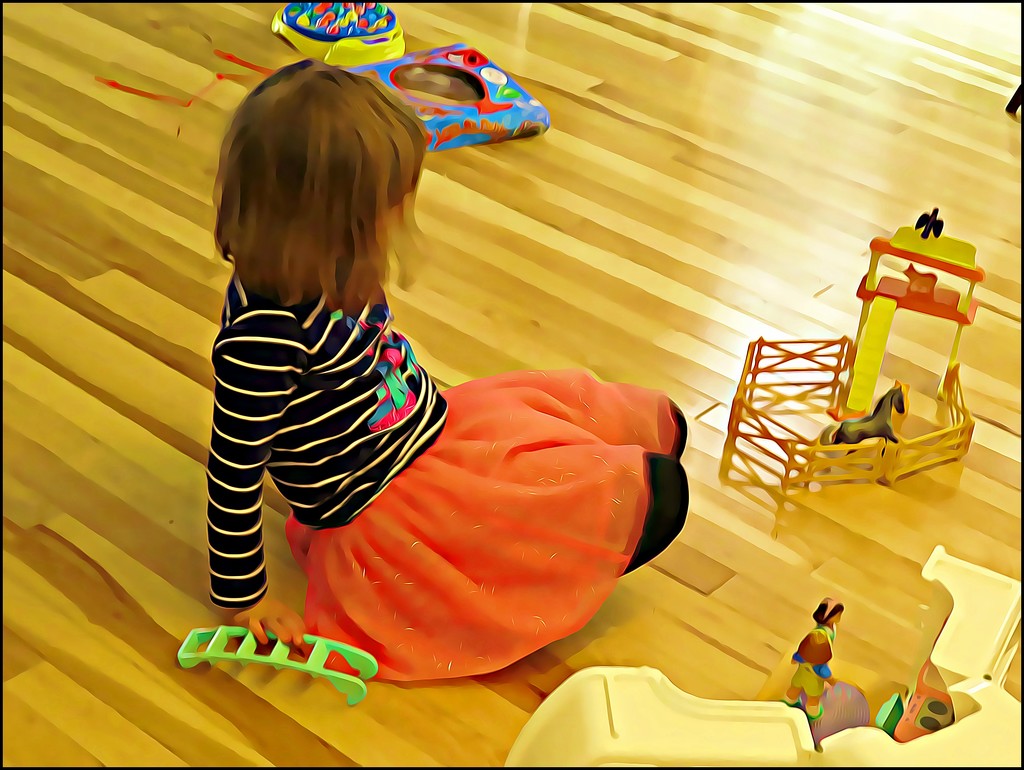 Little Girl Playing on the Floor by olivetreeann