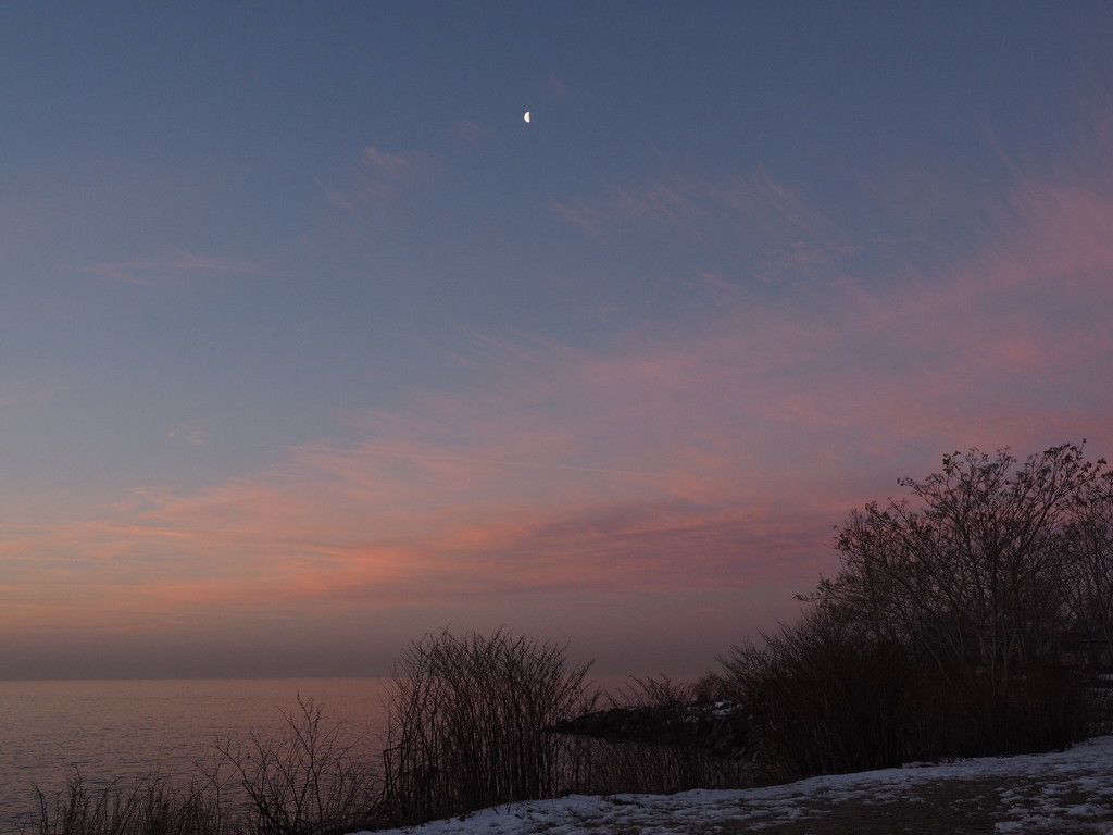 Pink Clouds and the Moon by selkie