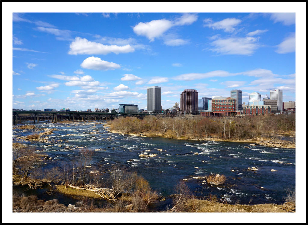 Richmond and The James River as seen from the Flood Wall by allie912