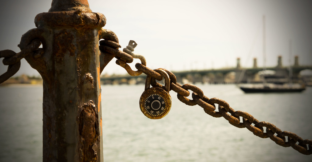 Rusty Lock Overlooking the Bridge of Lions! by rickster549