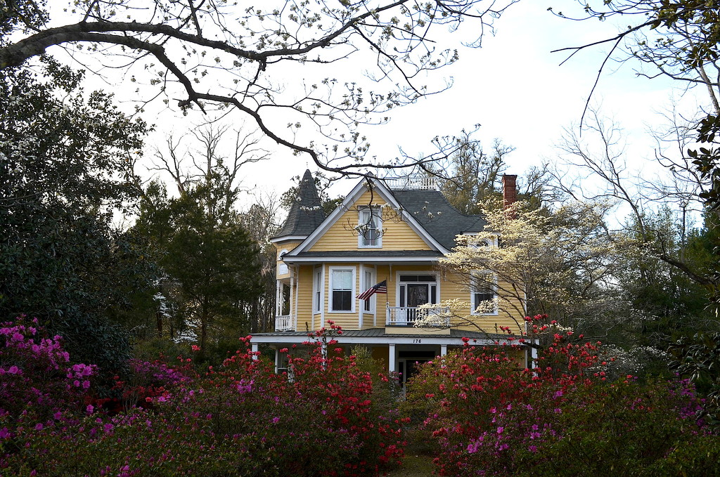 Victorian house and Spring blooms, Dorchester County, SC by congaree