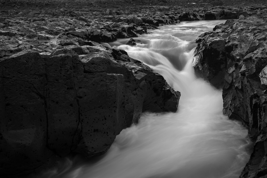 Swooshy Waterfall in Black and White by jyokota