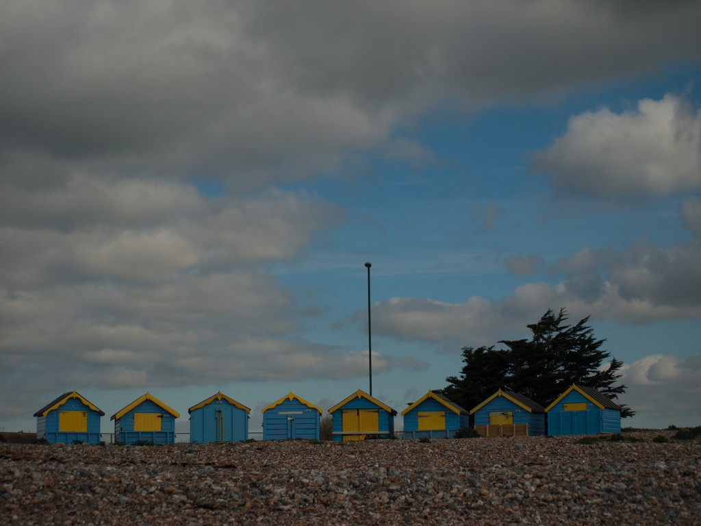 Blue beach huts by josiegilbert