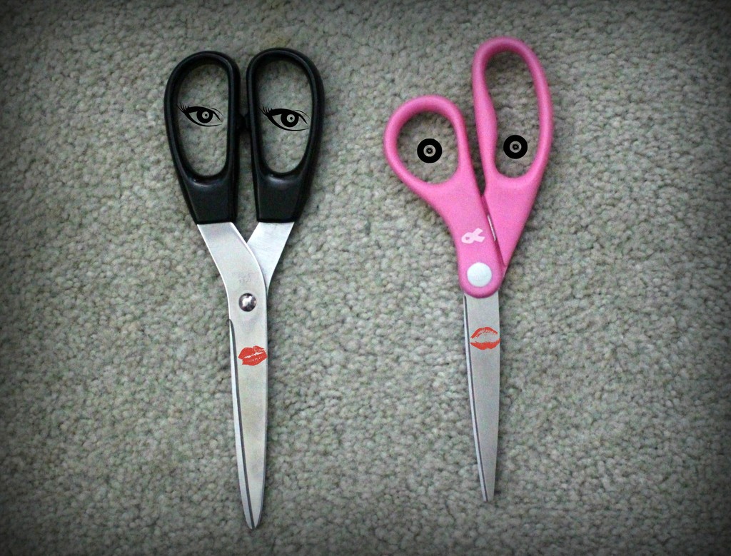 Two pairs of scissors with attitude by mittens
