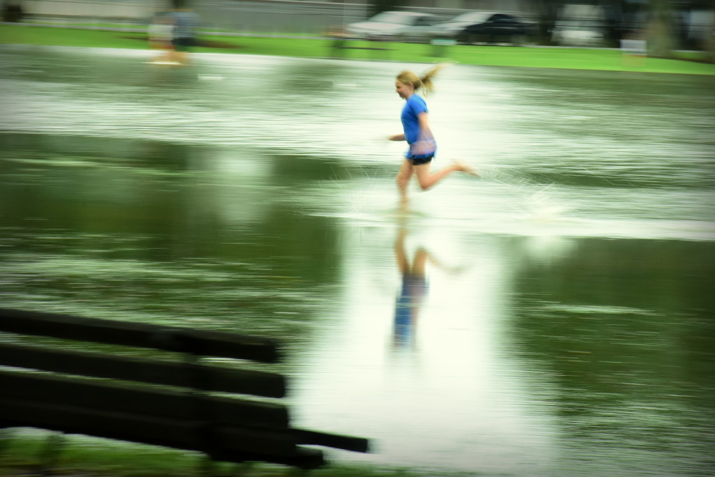 Running through the Flood at the Park by nickspicsnz