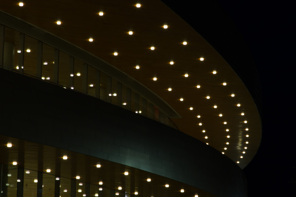 Hancher Auditorium at Night by lindasees