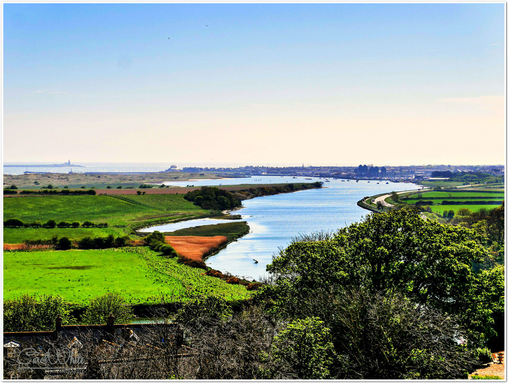 View From Warkworth Castle Looking Towards Amble And Coquet Island by carolmw