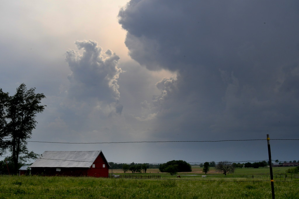 Big Storm Clouds, Little Red Barn by kareenking