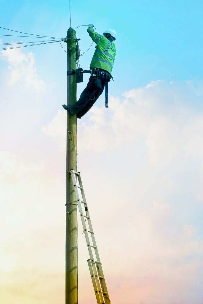 Lad up a Ladder.  by wendyfrost