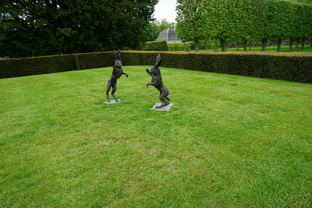 The boxing hares sculpture and  by sarah19