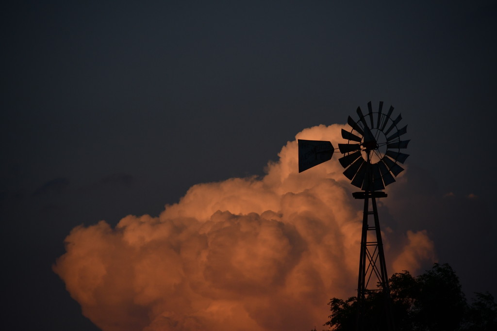 Kansas Windmill Over Cloud by kareenking