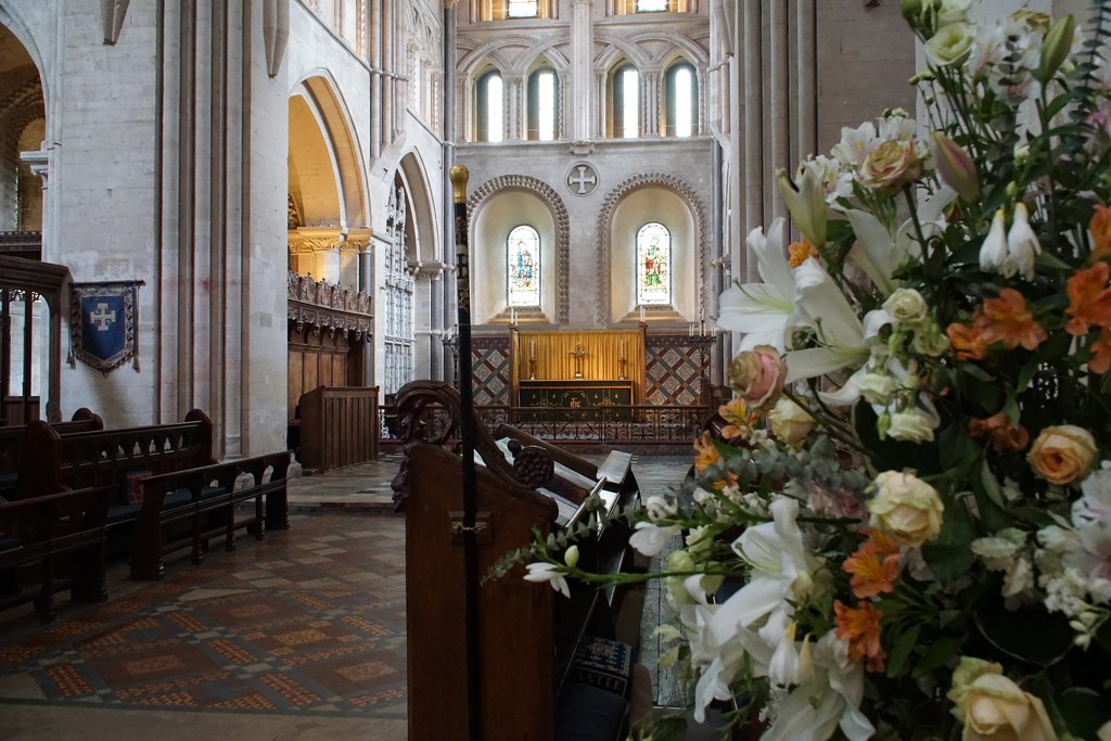 flowers and music in the Norman church by quietpurplehaze