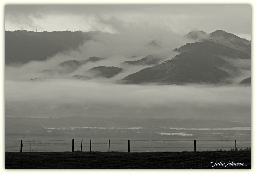 Foggy river Hills...- B&W by julzmaioro