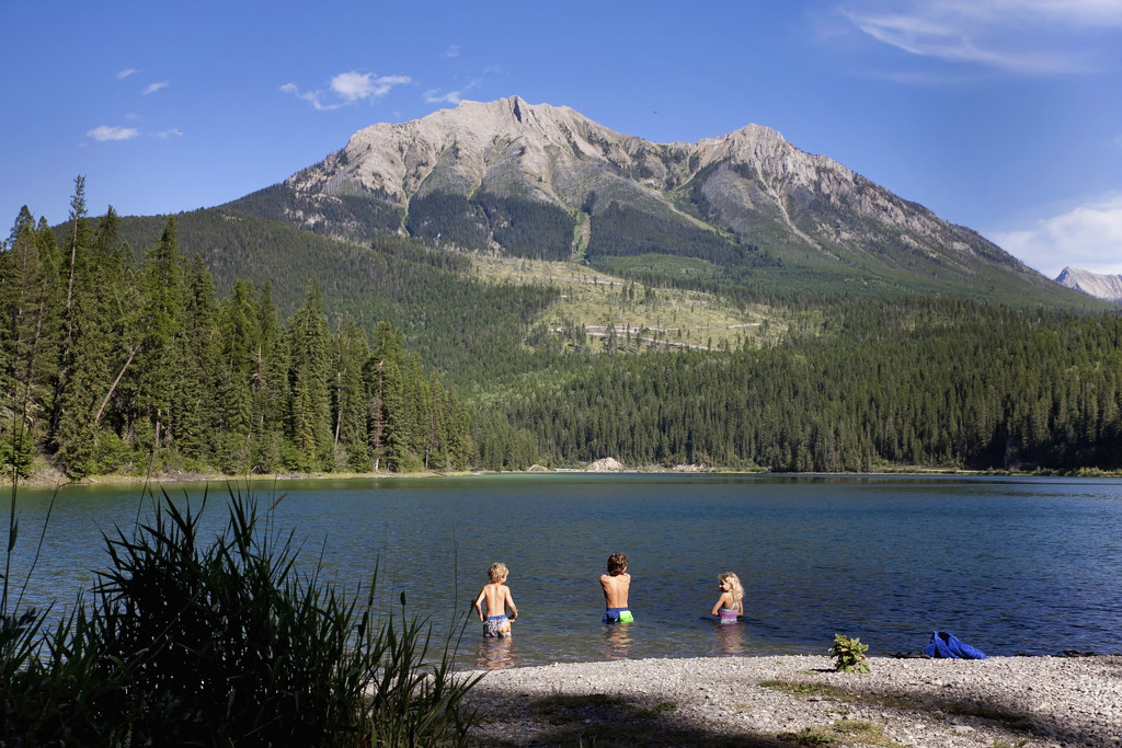 Swimming at Alces Lake, White Swan Provincial Park by kiwichick